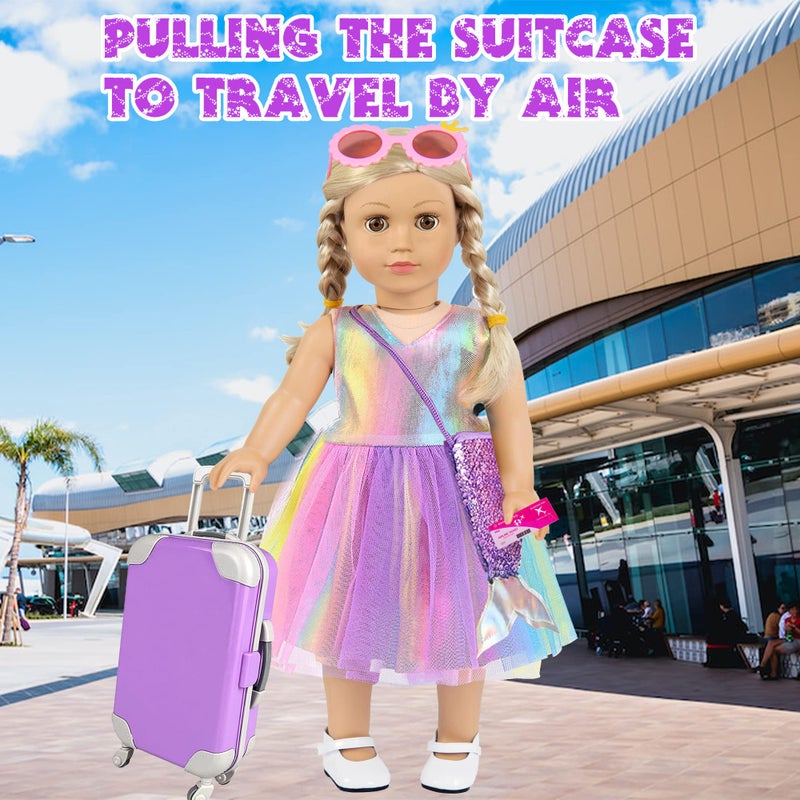 ibayda Mermaid 18 inch Doll Clothes and Doll Accessories Case Luggage Travel Play Set Include Suitcase  Dresses  Bag  Camera  Glasses  Pillow  Eyeshade Etc (No Doll) - Image 5